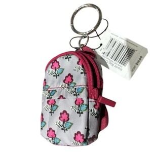 Vera Bradley x Disney Iconic Bag Charm Bordeaux Ditsy Mini Coin Purse Keychain